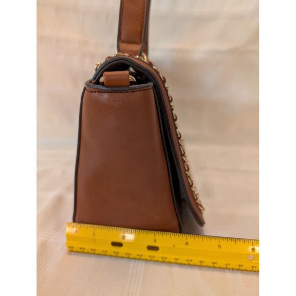 Adrienne Vittadini Brown Monogram Chain Strap Crossbody Bag Faux Leather - Picture 7 of 16